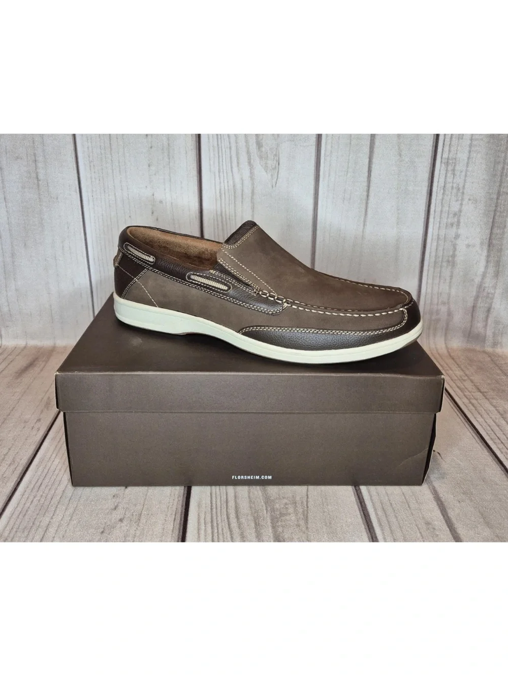 Florsheim Men's Size 13W Lakeside Slip-On Boat Shoe Brown Nubuck 13158